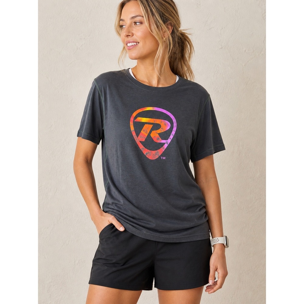 Brooks Womens Gray Short Sleeve Graphic Running T-Shirt Size Large Athletic Top